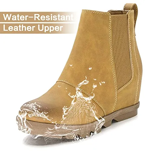 Athlefit Women's Wedge Boots Comfortable Ankle Wedge Booties