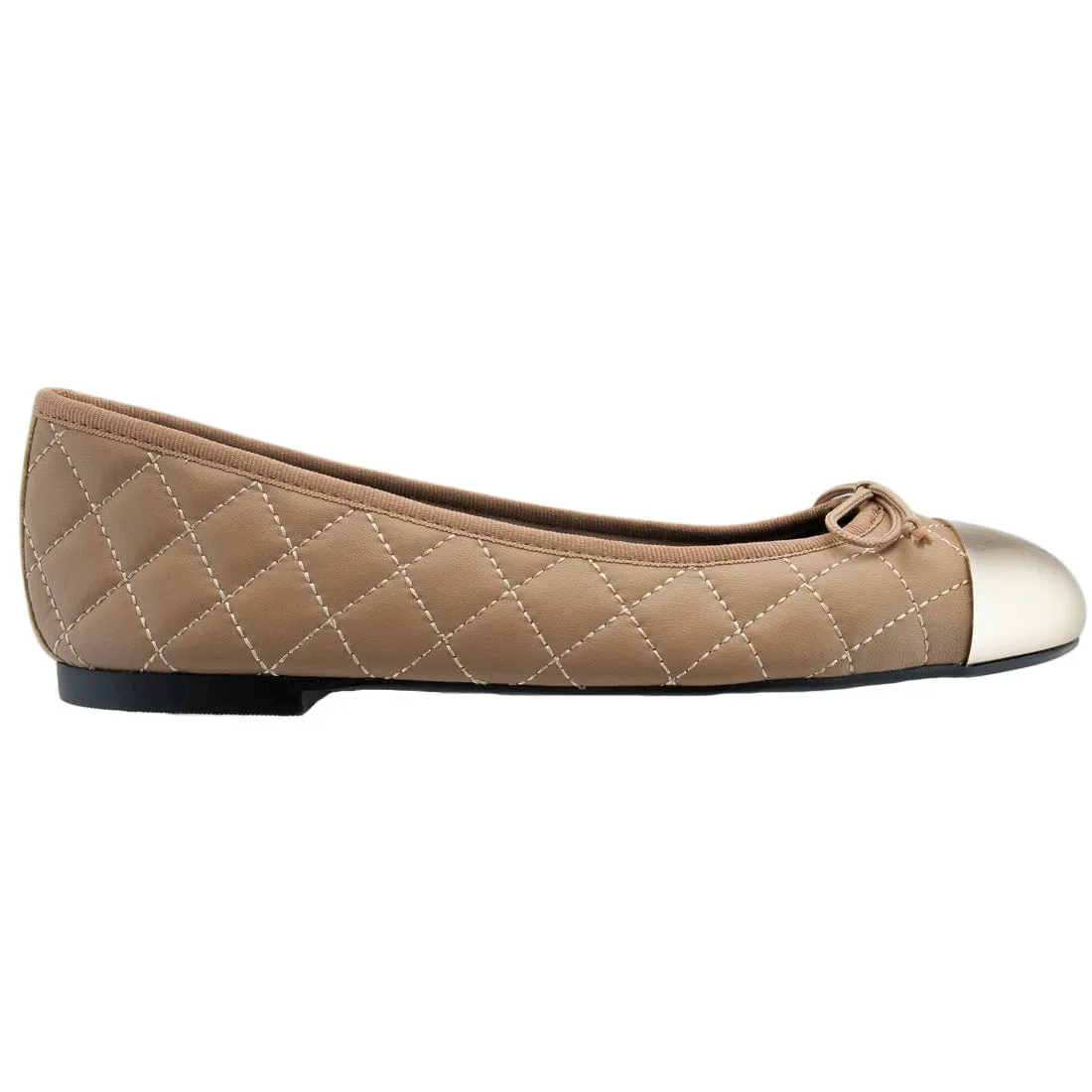Bailarinas ELLA TUN Camel Quilted Ballerina Flats