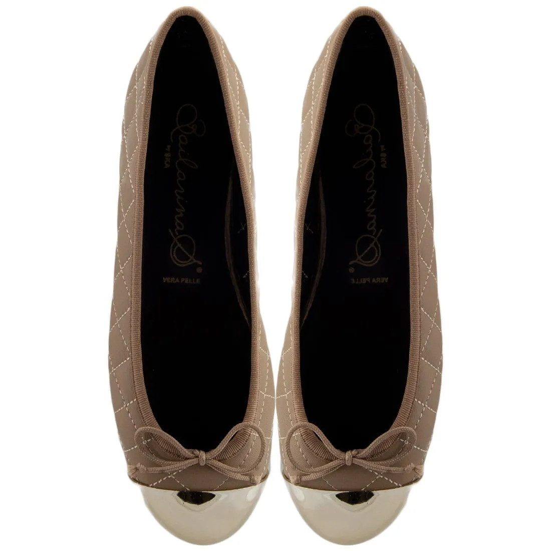 Bailarinas ELLA TUN Camel Quilted Ballerina Flats