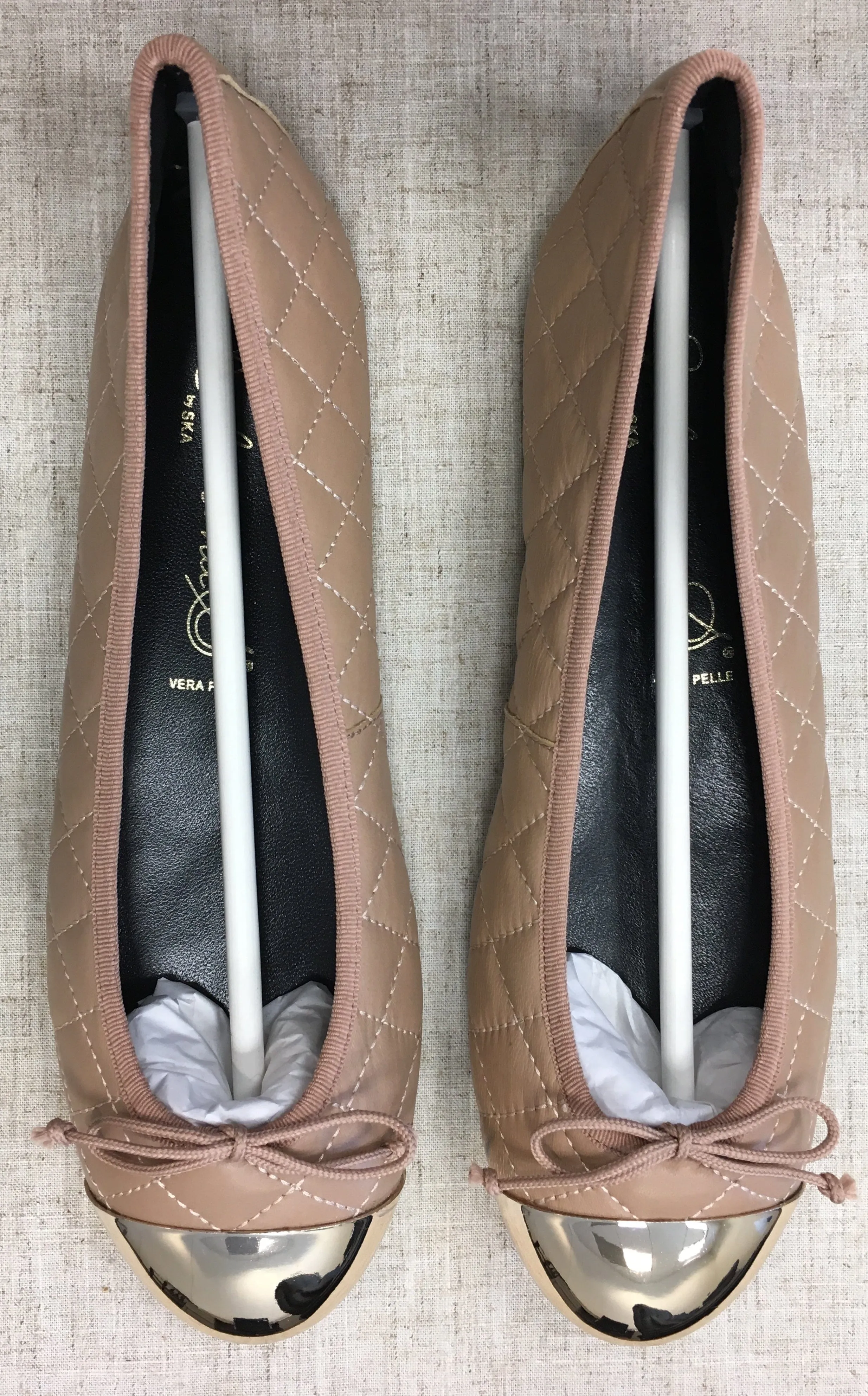 Bailarinas ELLA TUN Camel Quilted Ballerina Flats