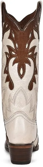 Circle G by Corral Pearl White/Cognac Overlay Women's Snip Toe Western Boots