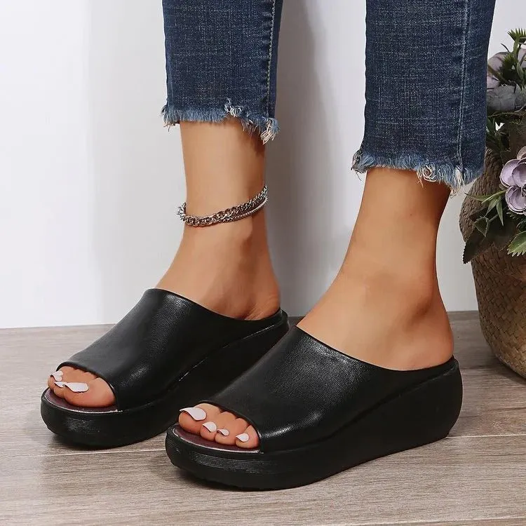 Cuzcare Sandals For Women Memory Cushion Open Toe Leisure Slides