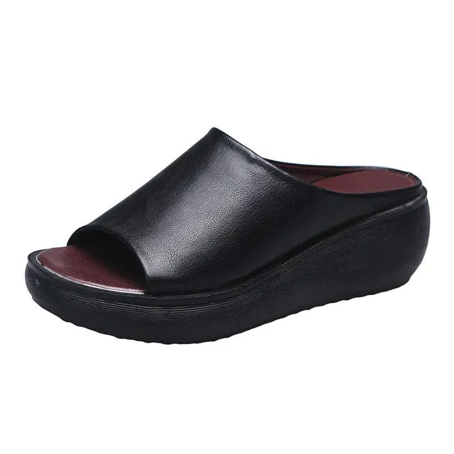 Cuzcare Sandals For Women Memory Cushion Open Toe Leisure Slides