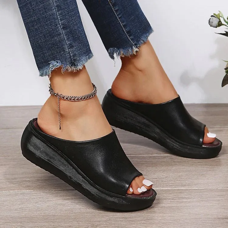 Cuzcare Sandals For Women Memory Cushion Open Toe Leisure Slides