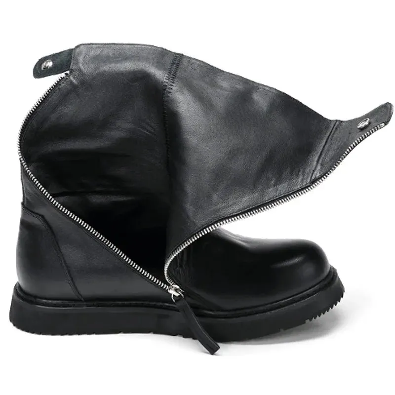 Genuine Leather Boots Handmade Quality British Style Comfortable Winter Warm