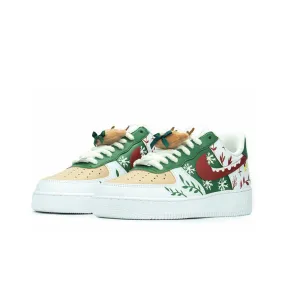 Green Leaf Christmas Xmas Gift Sneakers Custom Air Force 1