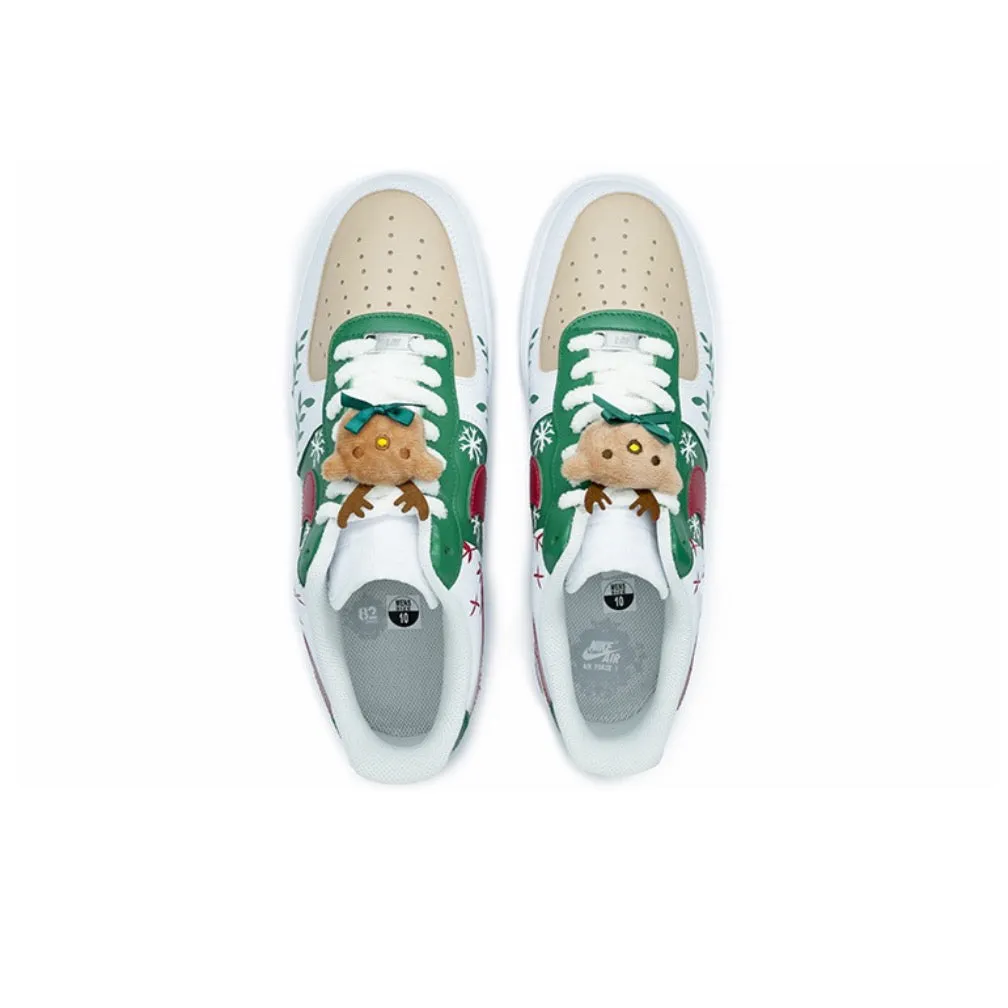 Green Leaf Christmas Xmas Gift Sneakers Custom Air Force 1