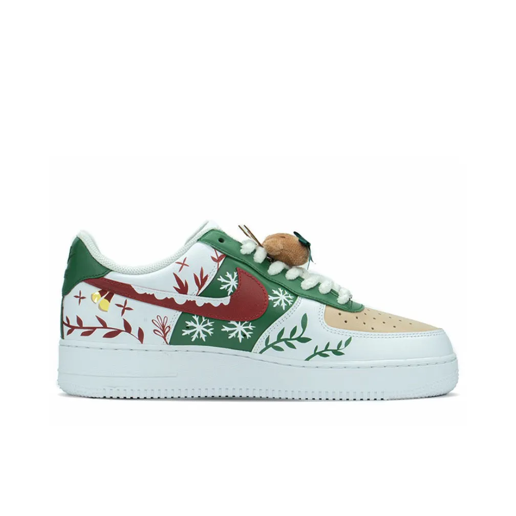 Green Leaf Christmas Xmas Gift Sneakers Custom Air Force 1