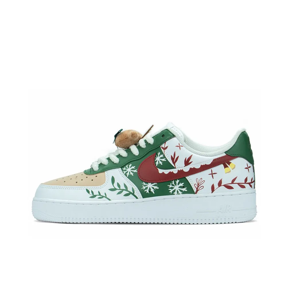 Green Leaf Christmas Xmas Gift Sneakers Custom Air Force 1