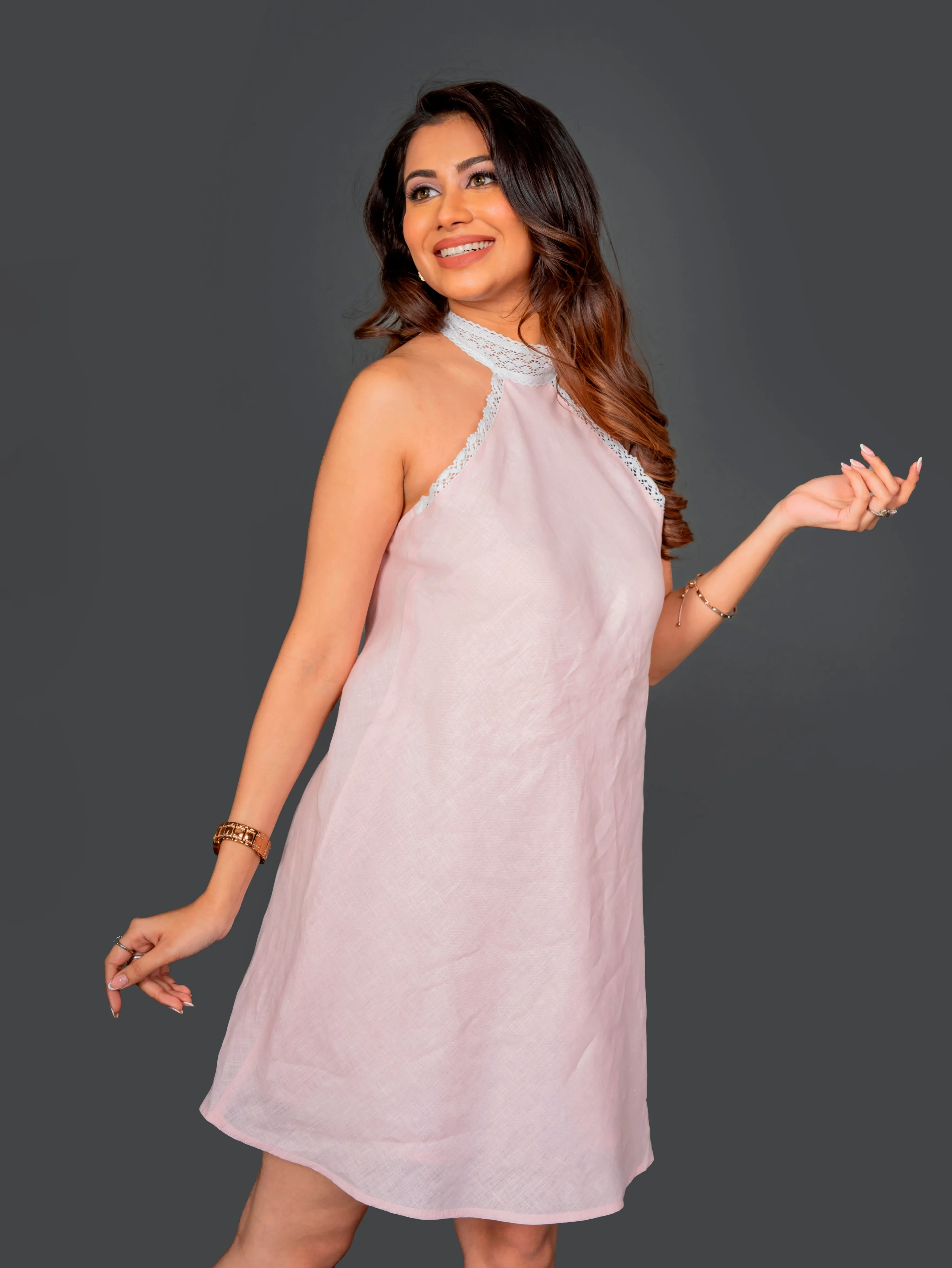Halter Neck Dress With Lace Details