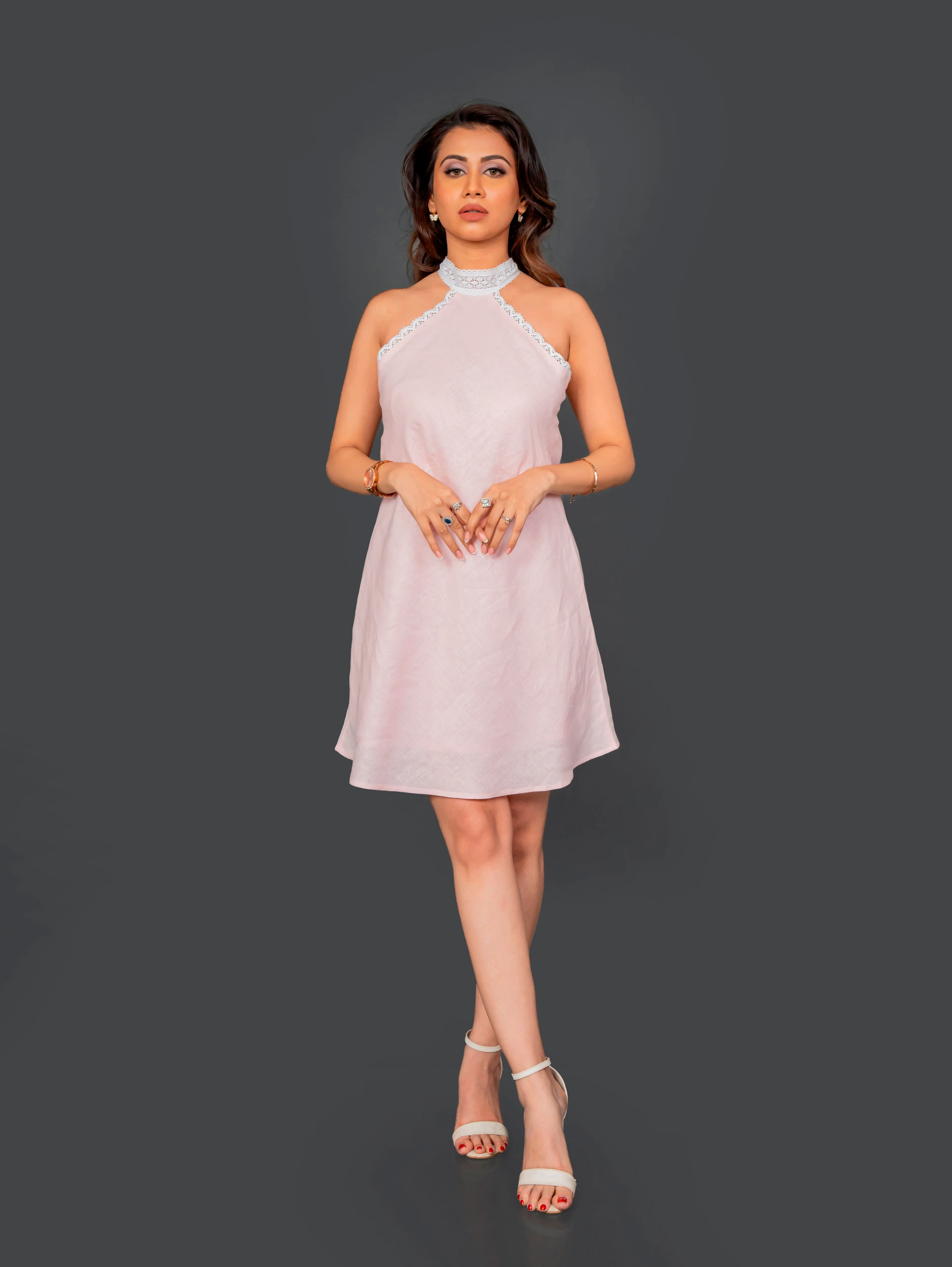 Halter Neck Dress With Lace Details