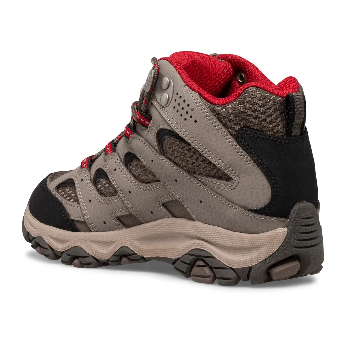 Merrell Kids Moab 3 Waterproof Mid Trail Boots (Boulder/Red) (UKJ11-UK6)
