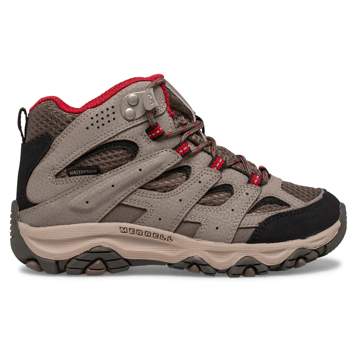 Merrell Kids Moab 3 Waterproof Mid Trail Boots (Boulder/Red) (UKJ11-UK6)