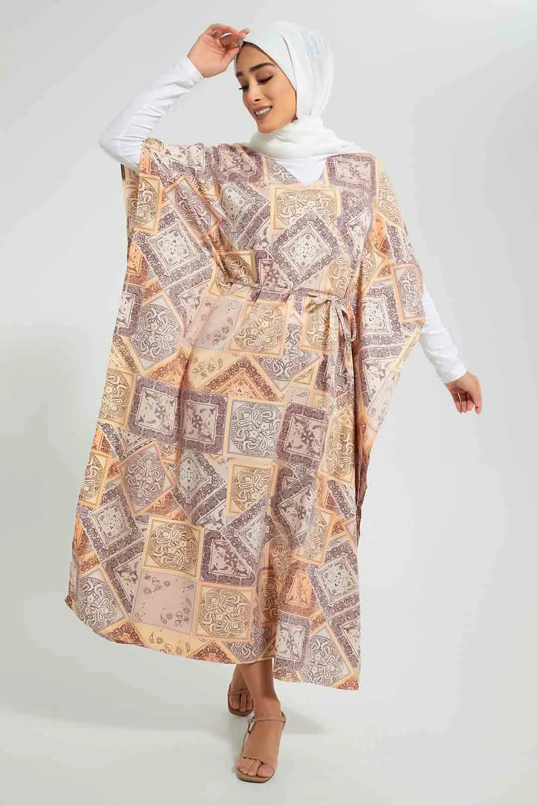 Multicolour Printed Satin Dress