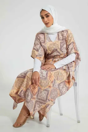 Multicolour Printed Satin Dress
