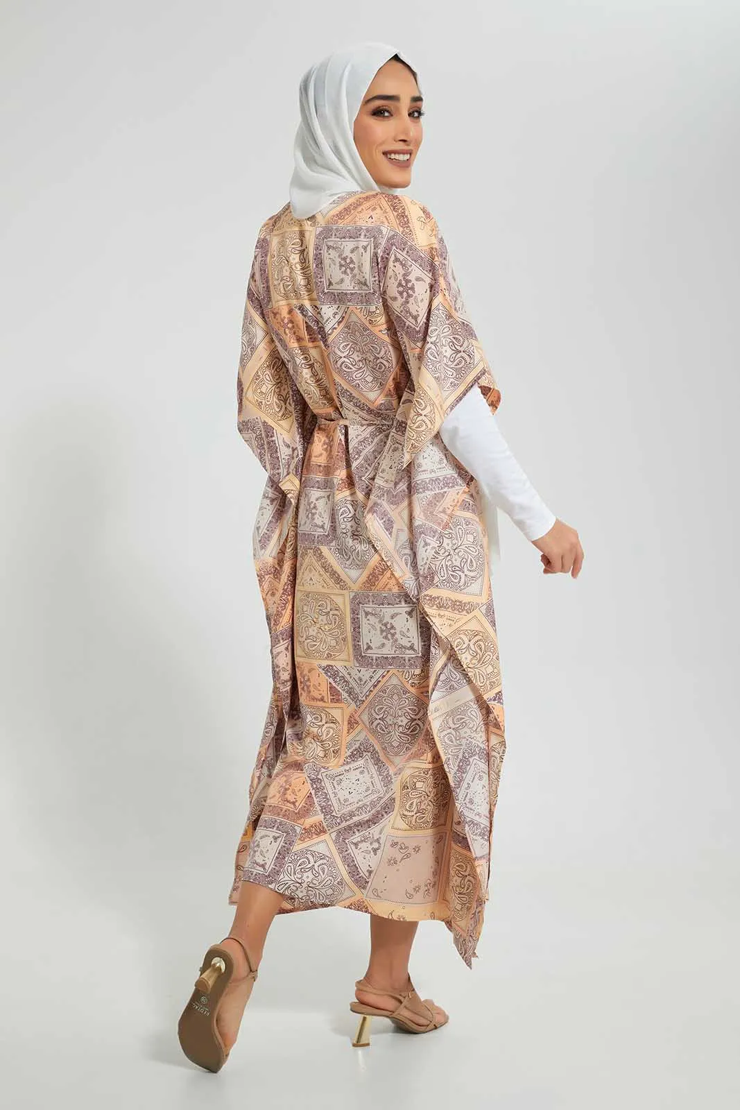 Multicolour Printed Satin Dress