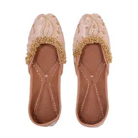 Powder Pink Hand-Embroidered Silk Jutti | Elegant And Ethnic Look