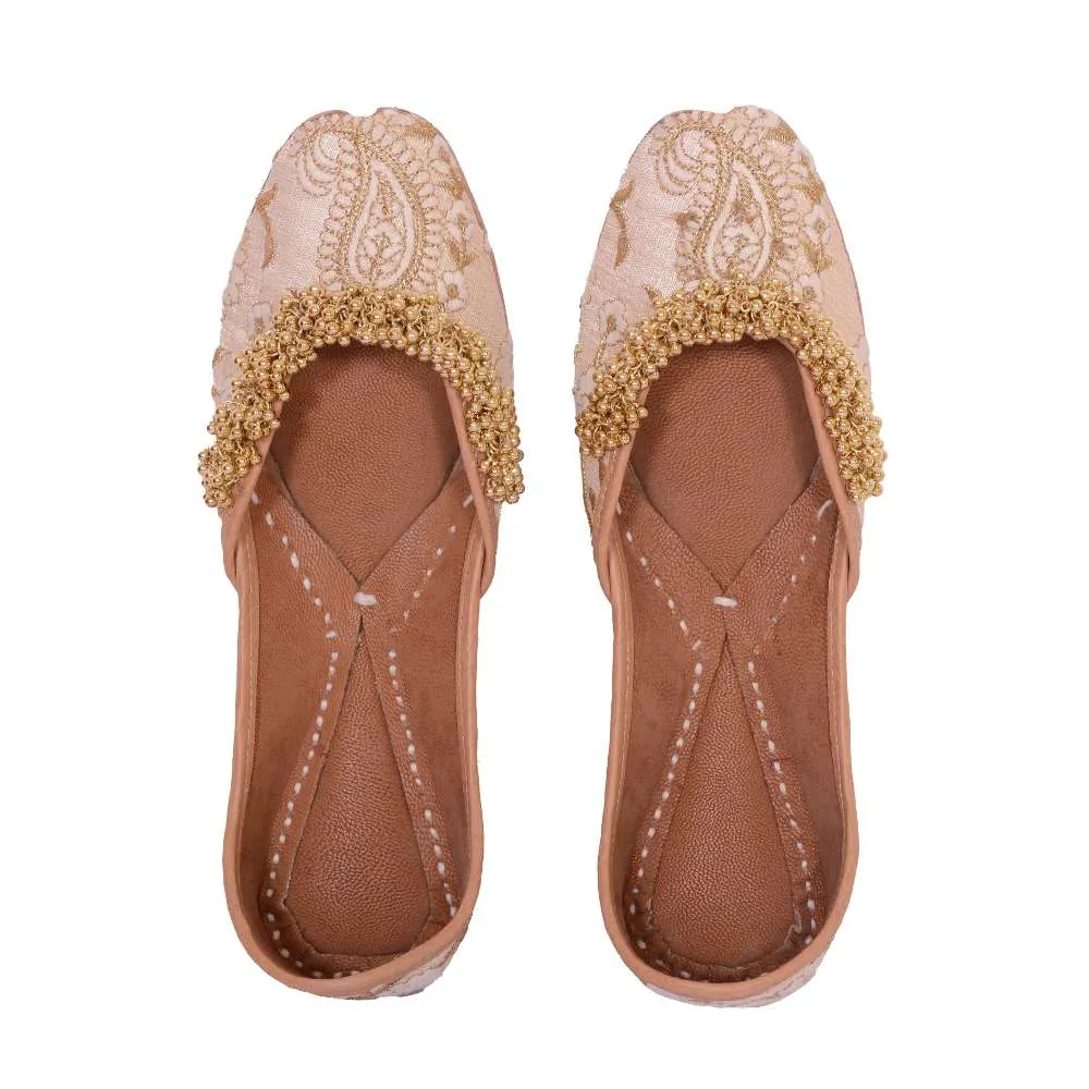 Powder Pink Hand-Embroidered Silk Jutti | Elegant And Ethnic Look
